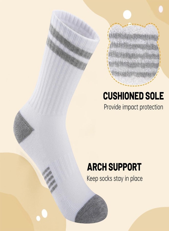 Comfoex 10 Pairs Boys Crew Long Athletic Socks for 4-6 6-8 8-10 Years Old Kids Calf Sports Half Cushioned - Image 3